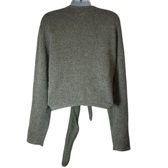 Crossing Pointe Tie Front Sweater in Sage Green L - Picture 3 of 4